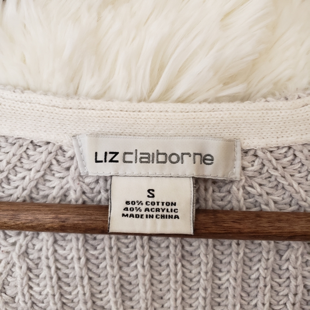 Preppy Minimalist Cable Knit Gray sweater Cotton Blend Small - Picture 6 of 7